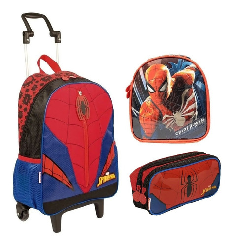 Kit Mochila Infantil Homem Aranha 19y Rodinhas Tam G Sestini