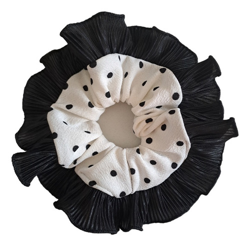 Rumbas Bambas Scrunchies Xl Color Negro Con Blanco