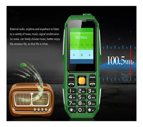 Teléfono Móvil Celular De Uso Rudo, Linterna, 1.8 Pulgadas