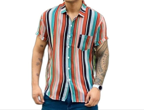 Camisa Hombre Manga Corta Slin Fit