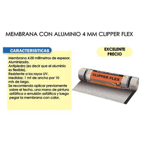 Imagen 4 de 6 de Membrana Asfaltica Aluminio Clipperflex 35kg Nº4 Pintumm