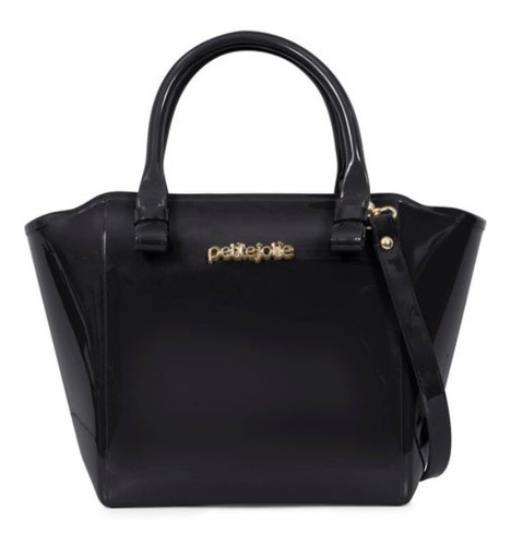 Bolsa tote Petite Jolie PJ3939 design lisa de j-lástic  preta com alça de ombro preta alças de cor preto e ferragens metal