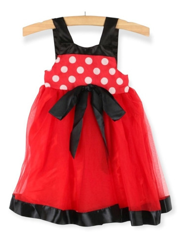 Vestido Niña Tutú Rojo Estilo Minnie Mouse Talla 4 Y 5/6