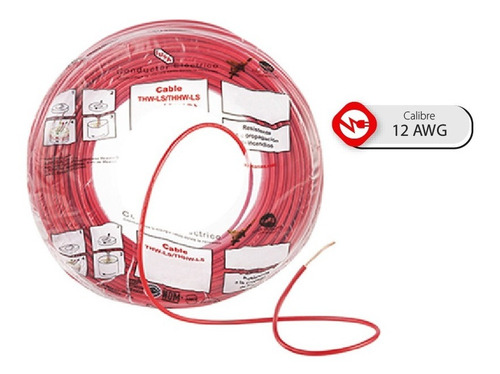 Imagen 2 de 8 de Bolsa 50 Mts Cable Iusa Rojo Thw Cal 12 Awg 100%cobre