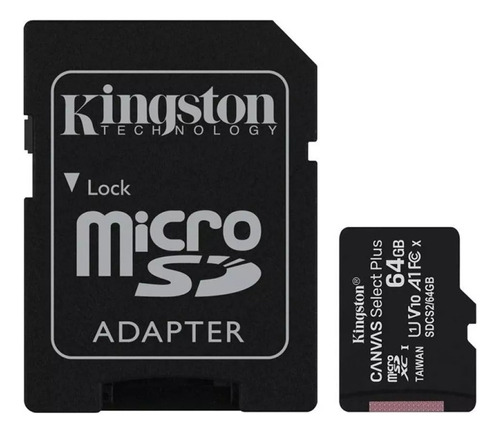 Memoria Micro Sd 64gb Kingston 100 Mb/s Clase 10 Canvas Plus