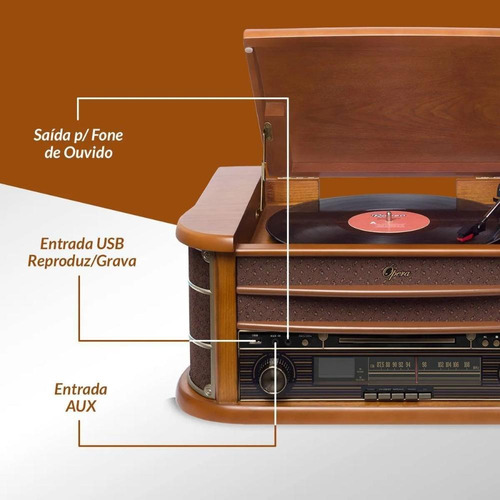 Imagem 8 de 9 de Vitrola Raveo New Opera Bt Toca-discos Cd Bluetooth Radio Fm
