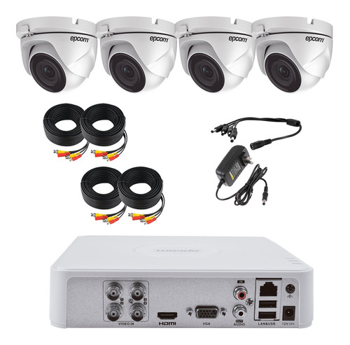 Kit  Video Vigilancia 4 Camaras Epcom Domo 1080p 2mp