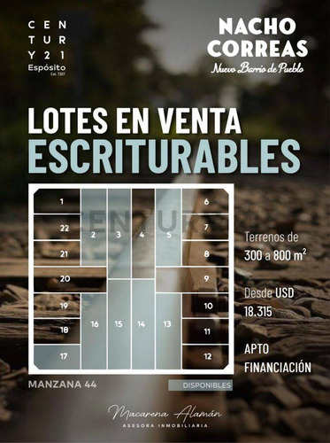 Lote En Venta Con Escritura En Nacho Correas