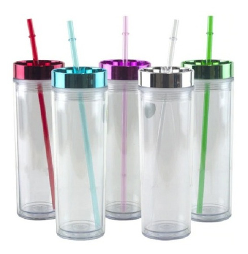 Lote 10 Vasos Skinny 400 Ml Transparente Mayoreo Negocio