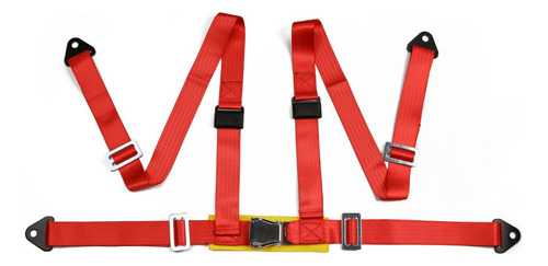 Cinturón De Seguridad Rojo De 4 Puntos Con Cierre A Presión