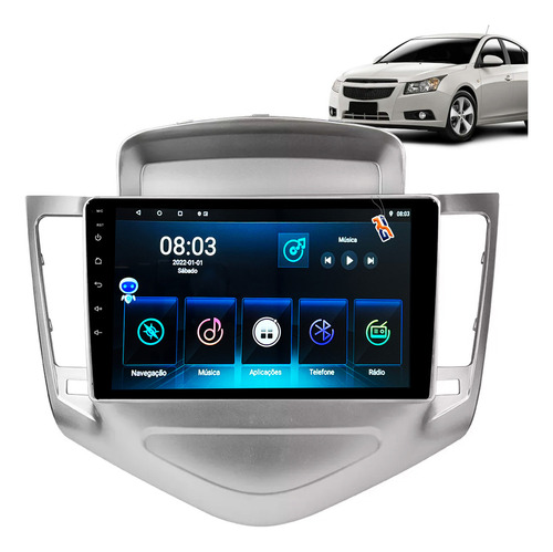 Central Multimídia 9 Cruze Lt Ltz 12 13 Carplay Android Cor Prata