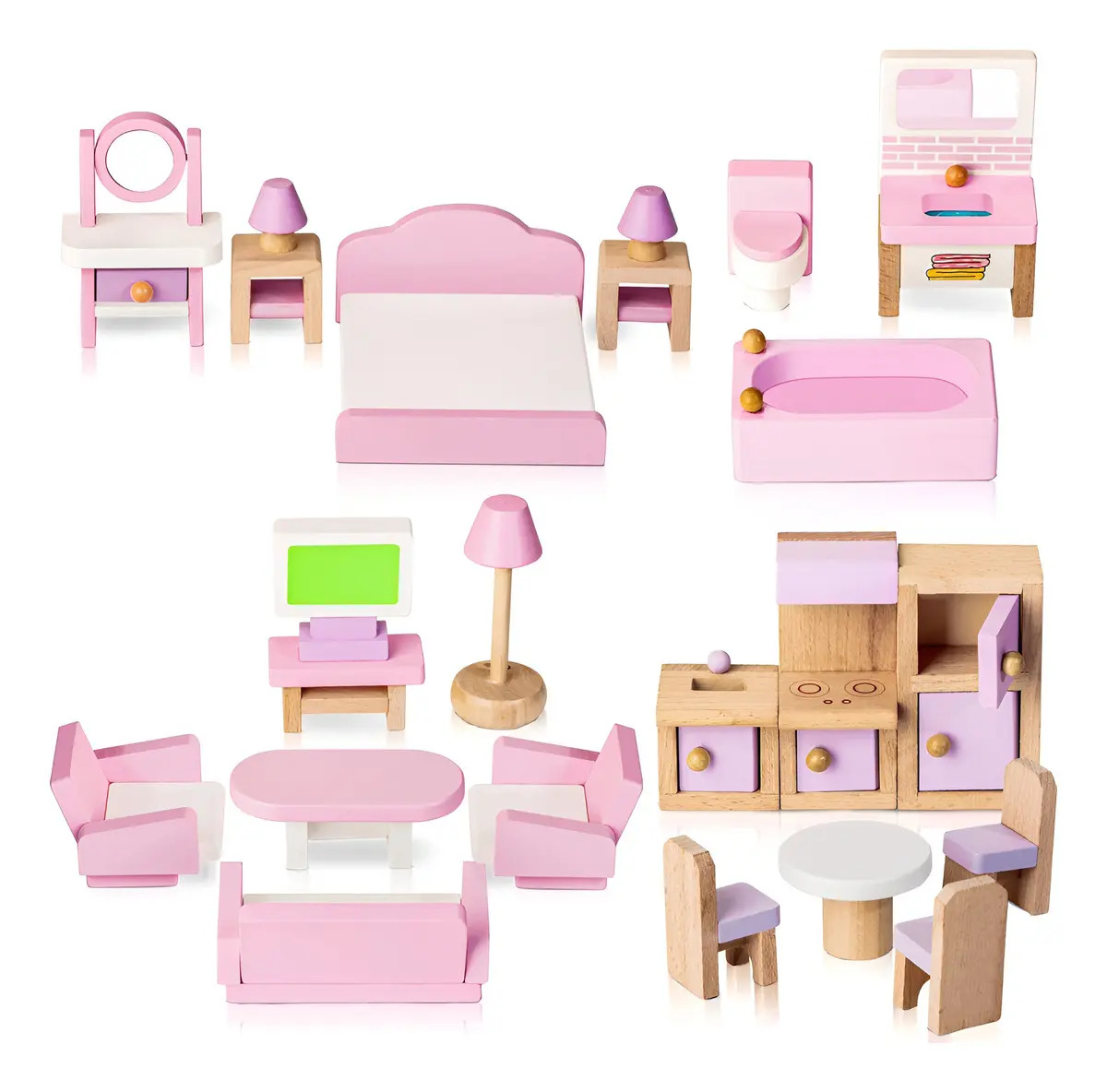 Conjunto de móveis de casa de bonecas ultra durável