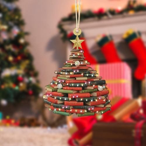 4 Adorno Para De Navidad Con Forma De Libro, Colgante Para B