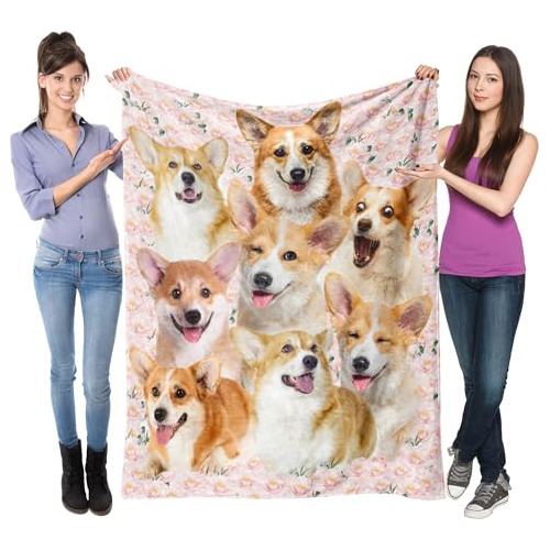 Manta Felpa Perro Corgi Galés, Suave Regalo Corgi Mujer Niña