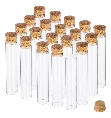 Set 12 Botellas Vidrio Con Tapa Corcho 8cm X Cm Alto Delgad