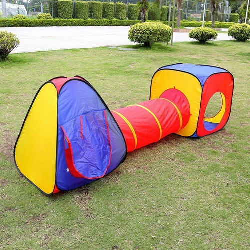 Imagen 5 de 10 de Carpa Infantil Doble Con Túnel Pelotero Grande Colores Atrix