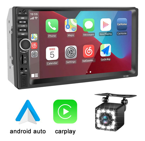 Radio Multimedia Carplay Doble Din Android Auto Fm Am Camara