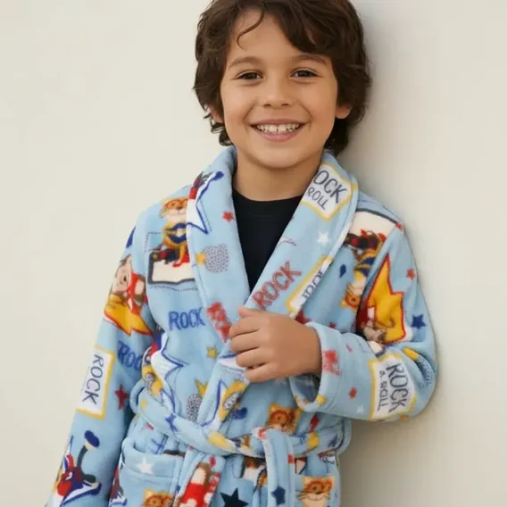 Roupão Infantil Soft Menina Menino Confort Antialérgico Fofo Rock Animal G