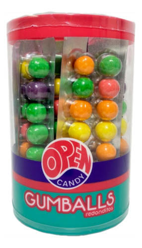 Chicle Frutal Gumballs Redonditos En Pote Open Candy 18x7u