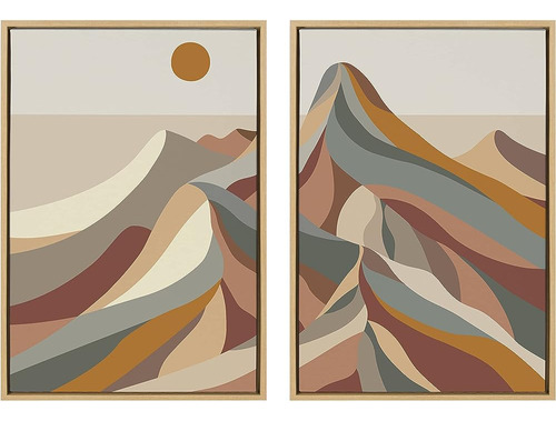 Kate Y Laurel Sylvie Mid Century Modern Mountains Framed Can