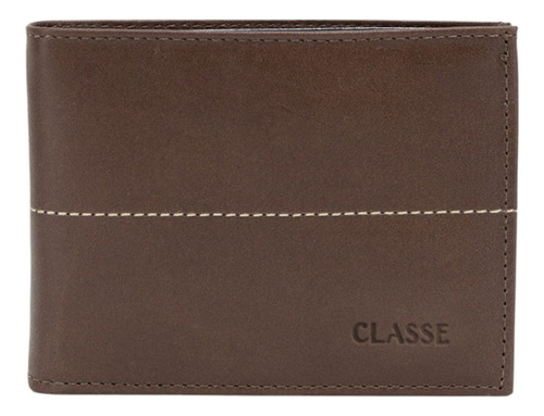 Carteira Masculina De Couro Slim Sem Fecho Classe Cor Brown M232 Desenho Do Tecido Liso
