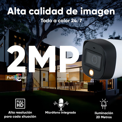 Kit Videovigilancia Cronos 4 Cámaras Dahua Bala Hfw1239cn-a Con Audio Fullcolor 2mp + Baluns + Accesorios - Kit Cctv Fullcolorkit-a-4csc (dvr Dahua Xvr1b04-i Circuito Cerrado)