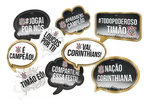 Corinthians Kit Placas Decorativas Aniversário C/9 Unids