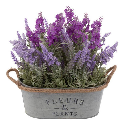 Plantas Artificiales Lavanda 25 Cm Maceta Lata Metal Plantin