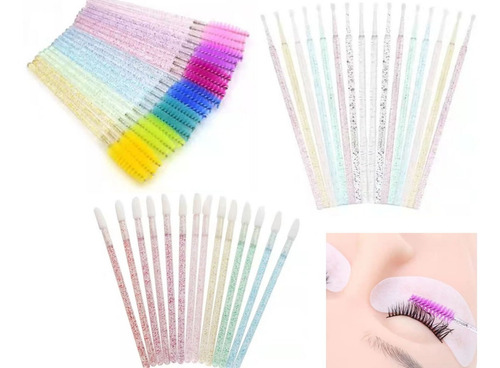 100 Microbrush+50cepillos+50 Lip Brush Para Pestañas Glitter