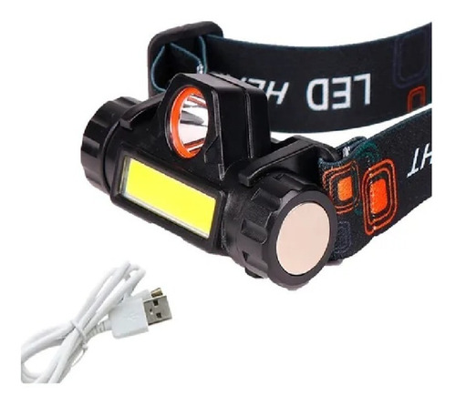 Linterna Minera Vincha Usb Recargable 2 Luces Led Camping