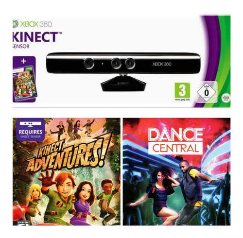 Kinect Xbox 360 + Adaptador Fat + Dance Central + Adventures