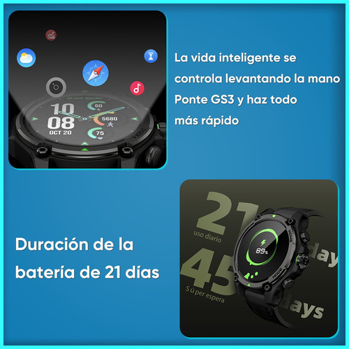 Smartwatch Reloj Inteligente Xiaomi Black Shark Gs3 1.43'' Amoled Compatible con Android y iOS GPS llamada bluetooth(ENC) 50m resistente al agua Negro