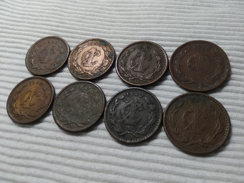 Lote 8 Piezas De 1 Centavo Monograma Años Diferentes Mexico