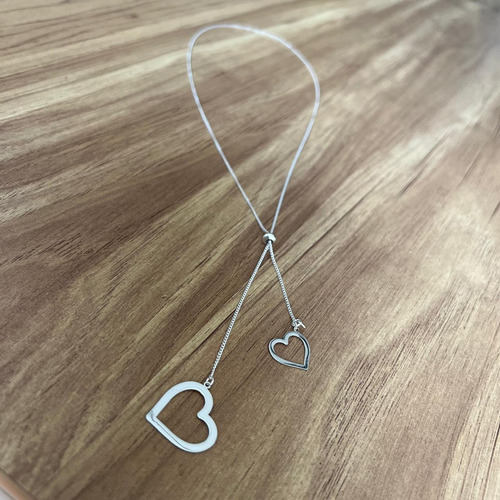 Collar Corbatero De Plata 925 Dijes De Corazón Agálea Mujer