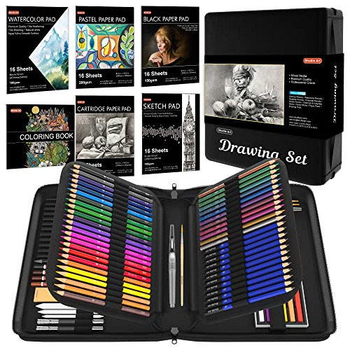 Kit De Dibujo De 124 Pcs, Suministros De Dibujo Profesi...