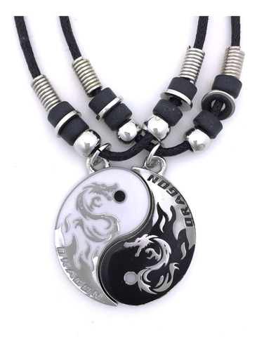 Juego De 2 Collares Con Colgante De Peltre Dragon Yin Yang