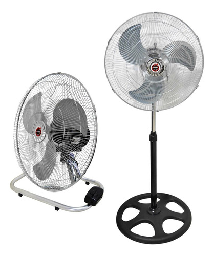 Turbo 18 Ventilador De Metal 3 En 1 Pared Mesa Pie Robusto Estructura Plateado Y Negro Aspas Negro Diámetro 457 Cm