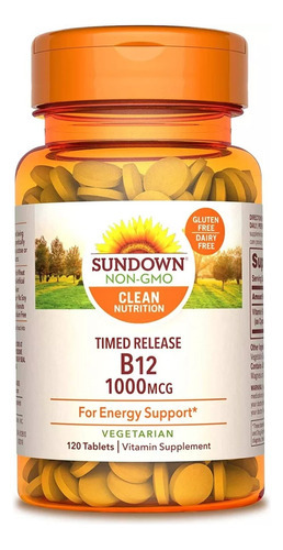 Vitamina B12 Sundown Liberación Programada 1000 Mcg 120 Cáp Sabor Sin Sabor