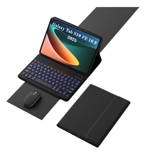 Funda Teclado Iluminado Ratón Para Galaxy Tab S10 Fe 10.9