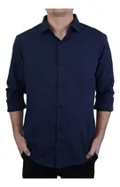Comprar Camisa Masculina Ogochi Ml Essencial Slim Azul Oxford - 0014