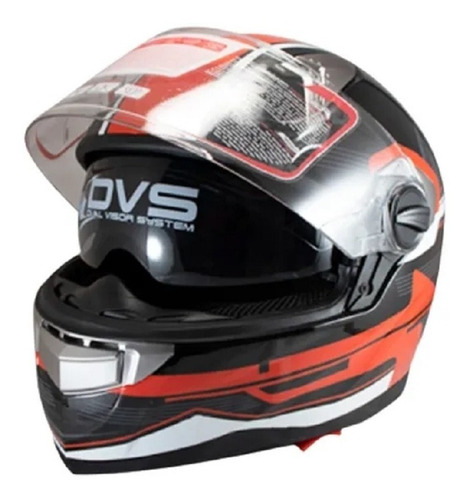 Casco Motociclista Doble Visor Ff-001 Bmd Negro/rojo Mediano