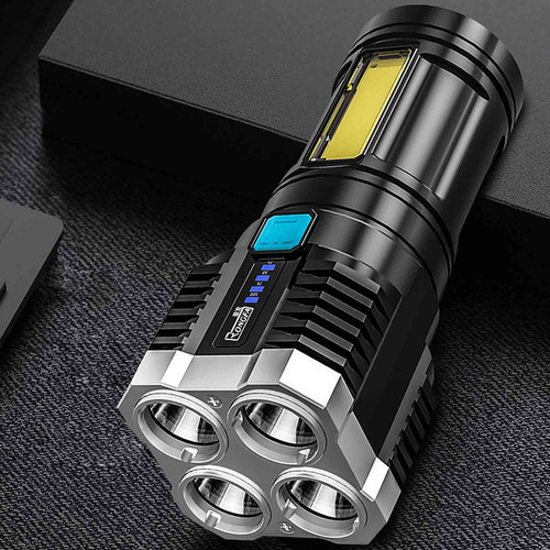 Linterna C Quad Core Con Carga Usb Multifuncional Cob 1009