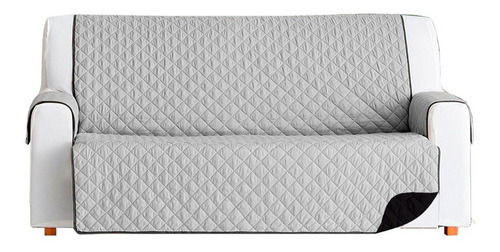 Protector Sofá Negro Gris Microfibra 3 Puestos Doble Faz