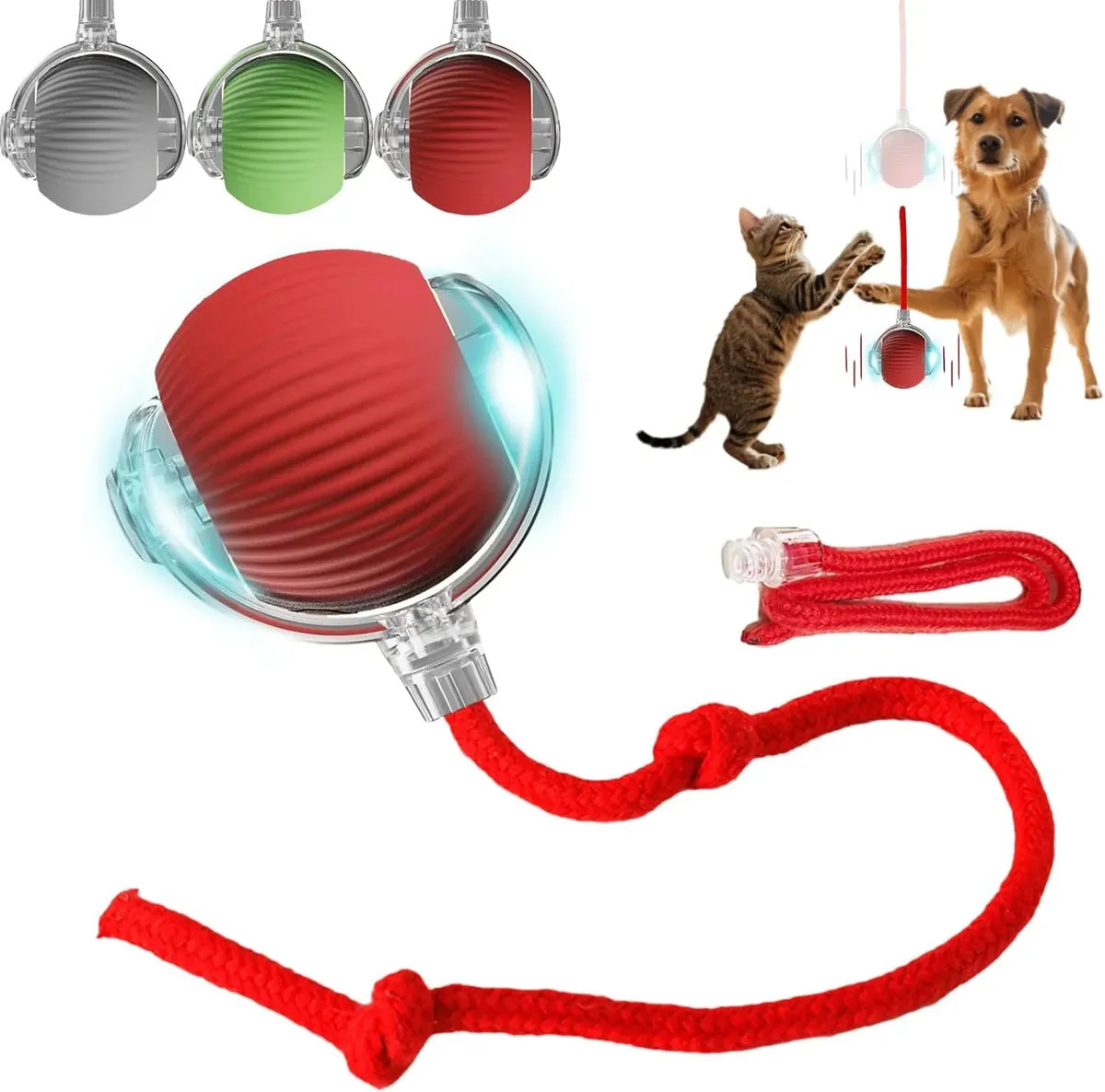 Pelota Interactiva Para Perros Y Gatos Rebote Automático Rojo