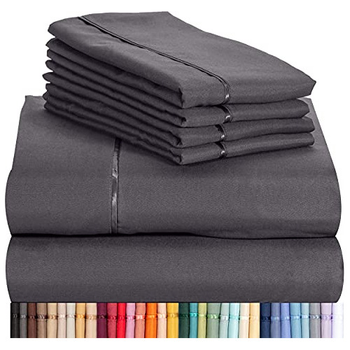 Juego De Sabanas De Bambu De Lujo Queen Size Color Gris Dark