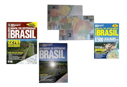 Kit Guia Rodoviario Brasil 2021 Formato Livro + Roteiro De Estradas + Mapa Estradas 2023 Formato Dobravel