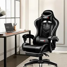 Silla Gamer Vidita Gx2000 Ergonómica Negra De Poliuretano Con Apoyacabezas Y Soporte Lumbar Negro