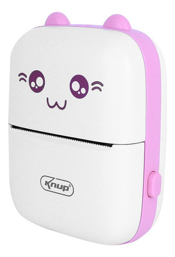 Mini Impressora Térmica Portátil Gatinho Bluetooth Cor Rosa