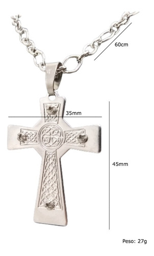Imagem 6 de 6 de Corrente Com Pingente Cruz Cordão Aço Inoxidável 316 L Colar