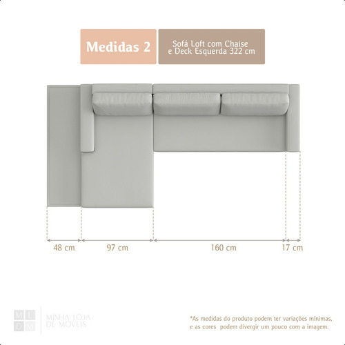 Sofá 322cm Linho Terracota Loft Chaise E Deck Esquerda